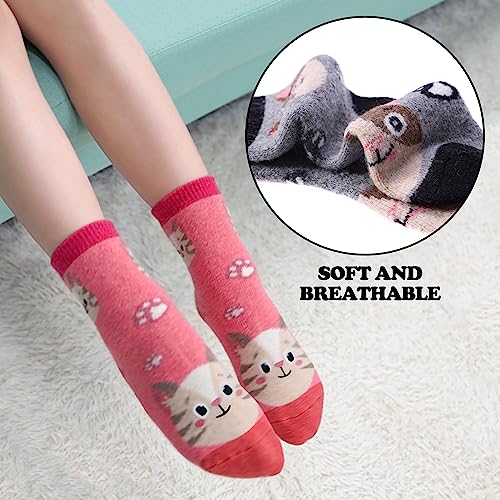 FNOVCO Kids Merino Wool Hiking Socks Toddlers Boys Girls Cozy Thermal Winter Thick Warm Crew Socks 6 Pairs4