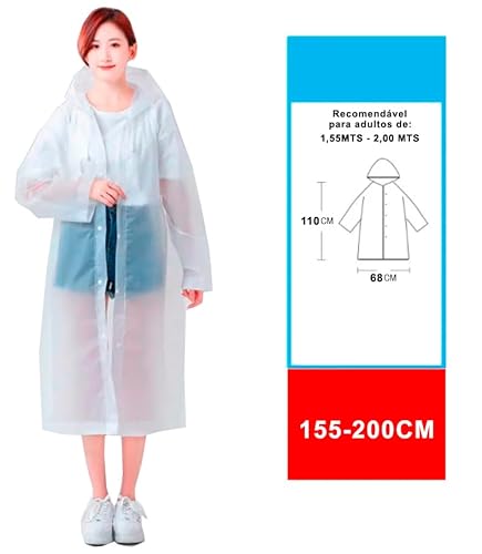 Capa de Chuva Adulto Branca Reforçada Impermeável Unissex