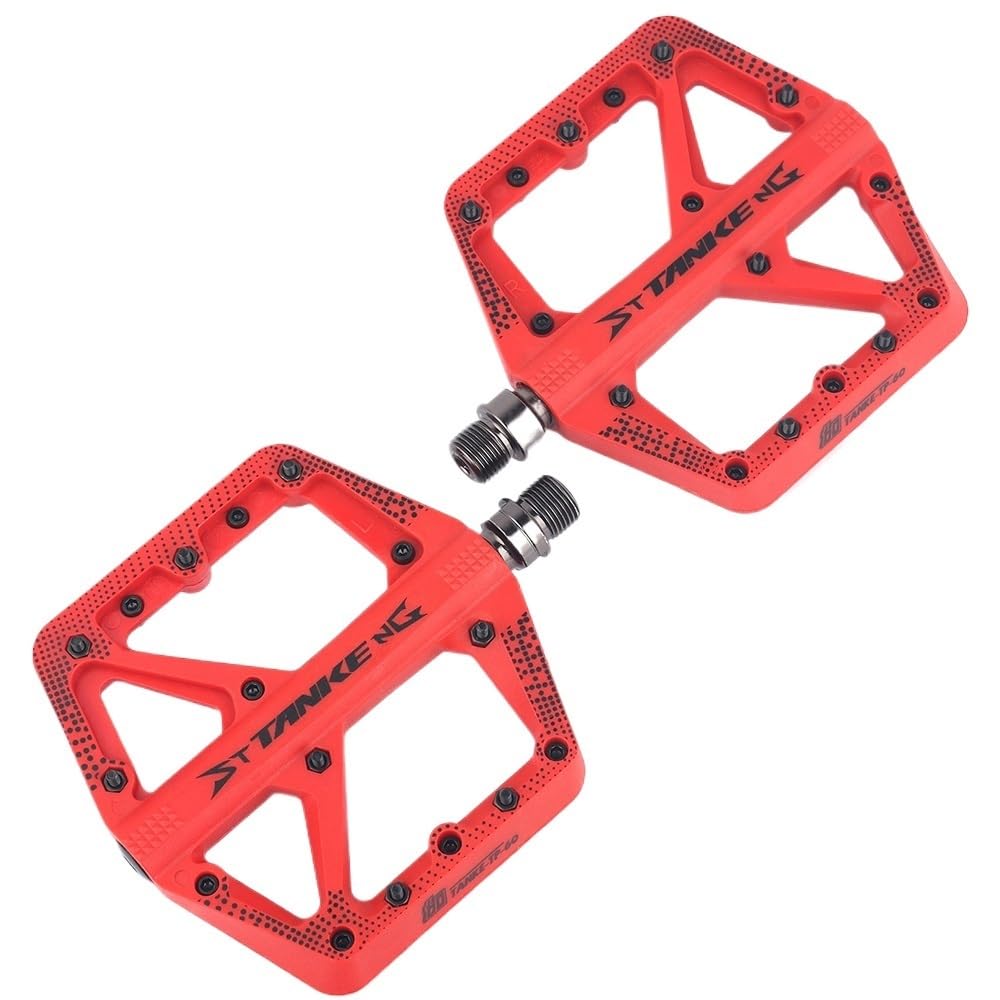 JIASHUNHE Bike Pedals MTB Bike Nylon Pedal Widen Non-slip Bearing Bicycle Mountain Off-road Cycling Accessories Universal(Red)
