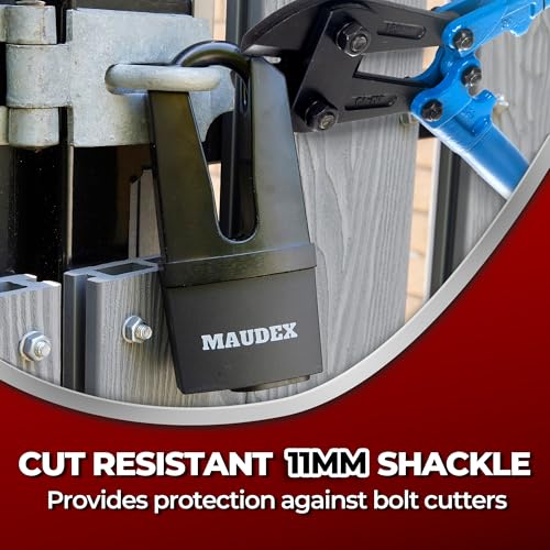 Image of Maudex MDL60 High Security Padlock for Outdoor Use - [10 Keys] - [Anti Drill, Anti Pick Cylinder] - Ideal Lock for Storage Unit, Shed, Gate, Container with 0.59 inch Shackle Clearance (Pack of 2)