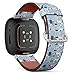 CJBROES Replacement Leather Watch Band, Compatible with Fitbit Versa 3 and Fitbit Sense of Wristband Bracelet Accessory - Unicorns Trees Flowers