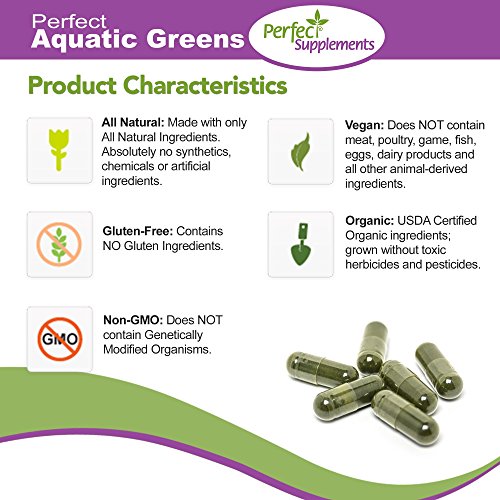 Perfect Organic Aquatic Greens - Spirulina And Chlorella - 120 Vegetable Capsules #TOP3