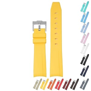 20mm Curved End Rubber Band For Rolex Daytona And GMT, Replacement Watch Bands With Buckle For Rolex Watches Silicone Rubber Watch Strap – Multiple Colors