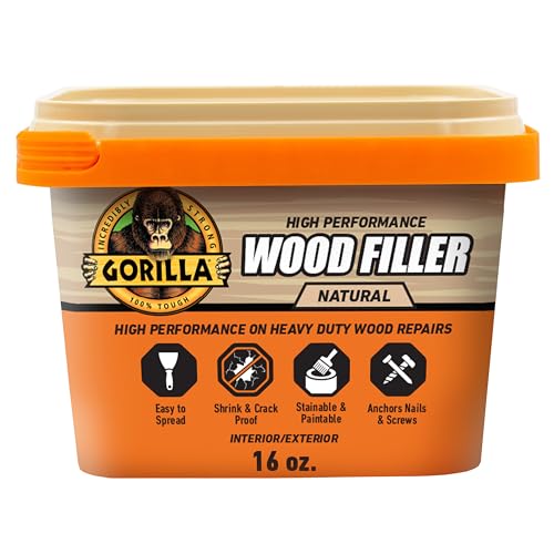 Gorilla All Purpose Wood Filler, Natural Finish, 16 Ounce Tu...