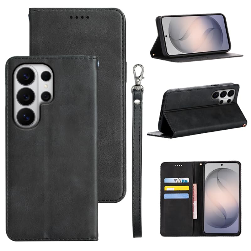 適用 Galaxy S26 Ultra ケース 手帳型 適用 S26 Ultra 手帳型ケース 適用 ギャラクシーs26 Ultra スマホケース カバー 手帳型 PUレザー カード収納 財布型 耐衝撃 ケース マグネット スタンド機能付き(適用 Galaxy S26 Ultra ケース 手帳型) (ブラック)