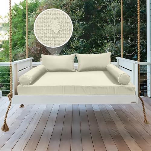 Image of Outdoor Daybed Cushion Cover Twin,Daybed Mattress Bolster Pillow Fitted Sheet Cover,Twin Size Outdoor Daybed Cushion Covers (Beige, 75 * 39 * 6in)