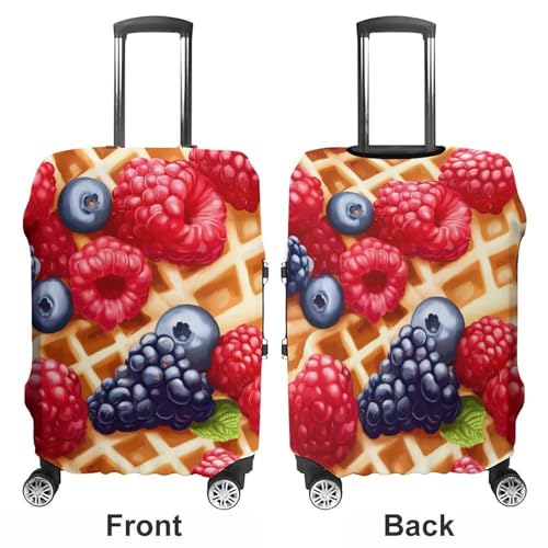 Waffle With Berries Travel Luggage Cover for Suitcase 19-32 Inches Elastic Washable Baggage Protector3