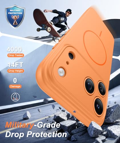 Image of FNTCASE for iPhone 17 Pro Max Case: [Compatible with Magsafe] Solid Orange Matte 17 Promax Magnetic Phone Cover with [Full Camera Protection] [Screen Protector] Military Grade Shockproof Protective