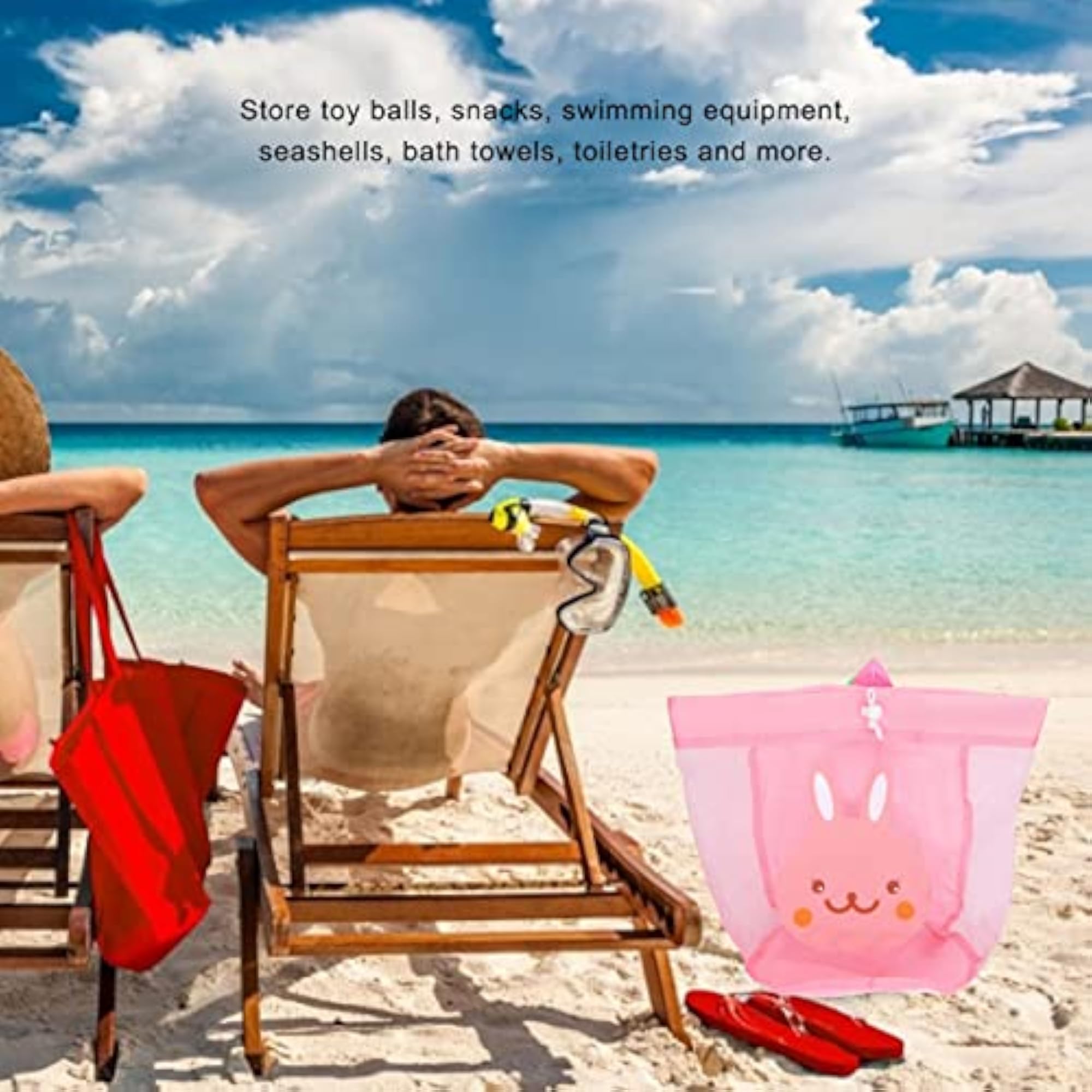 Kids Toy Beach Mesh Drawstring Backpack (Pink)