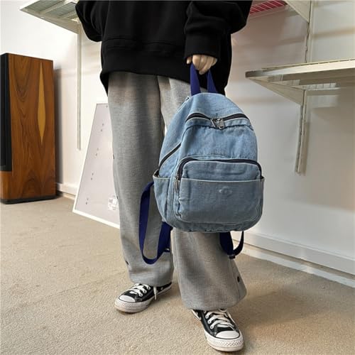 Image of MaxxCloud Vintage Denim Backpack Tote Satchel Hiking Knapsack Canvas Travel Bag Handbag Purse Rucksack 519 Light Blue, Standard