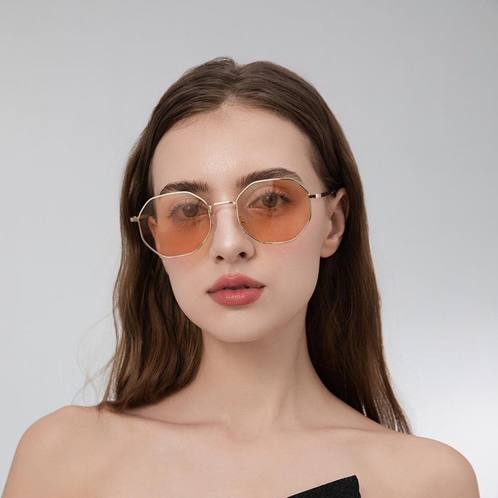 Gafas de sol modernas para mujer, gafas de sol octogonales para hombre, montura con lentes anti-UV400.