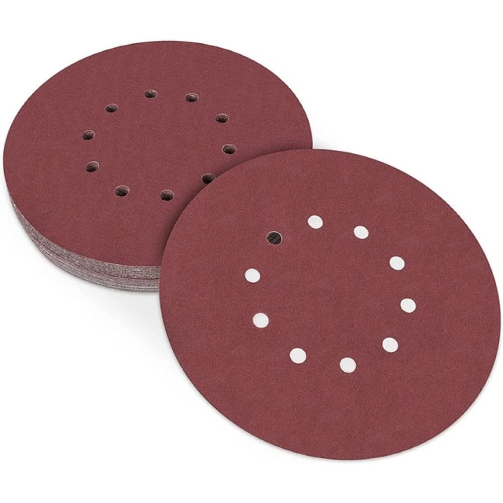 Almohadillas De Disco De Lijado De 225 Mm, Hoja De Papel De Lija De Gancho Y Bucle De 25 Piezas Para Lijadora Orbital Aleatoria (Grano 80),Gold