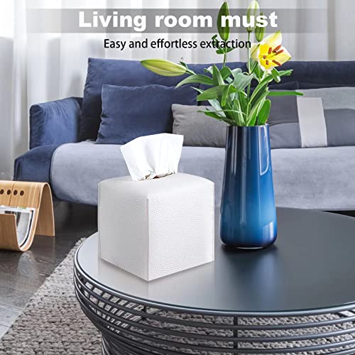 2 Pack 5"x5"x5" Square PU Leather Tissue Box Holders for Home & Office by VIVIDLY - Used condition - Image 6