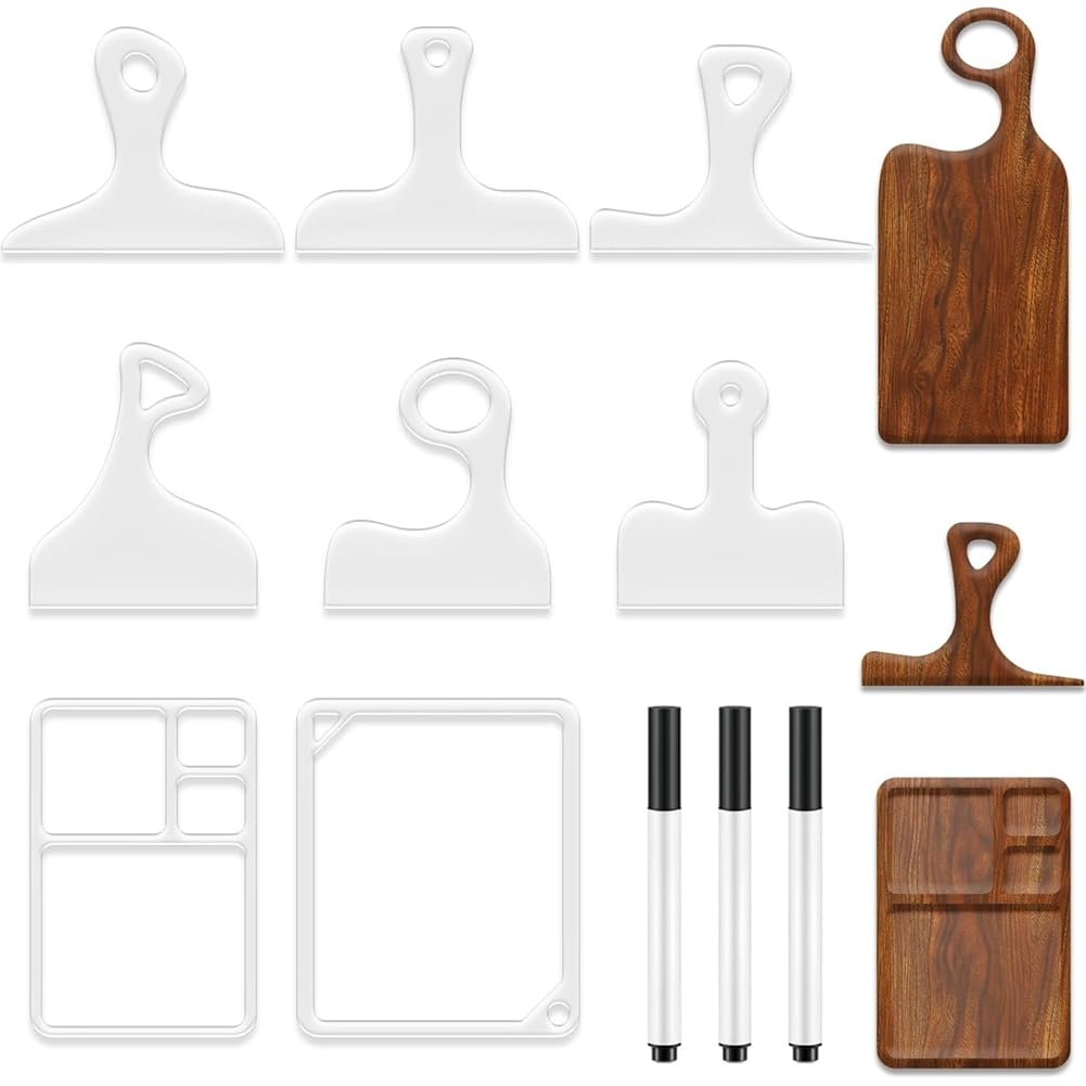 Jnchdghwa Cutting Guide Tools for Acrylic Charcuterie Board Handle Router Templates for Woodworking, Angled Curvy Tracing Stencil