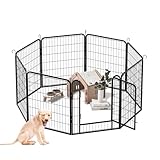 32inch Height 8 Panels Pet Dog Playpen Indoor Outdoor Exercise Fence Pen RV Camping Yard Heavy Duty Puppy Kitty Exercise Fence for RV Camping/Yard/Garden (Black, M, 8 Panels)