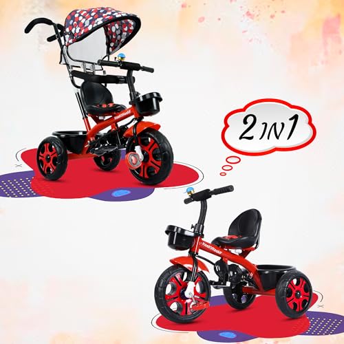 Image of AMARDEEP Baby Tricycle Rhodeo| Bis Approved Baby Tricycle - Safe, Stylish, And Sturdy | Plug And Play Assembly | Supports Up To 30 Kgs | Your Child's First Adventure On Wheels! (Red)