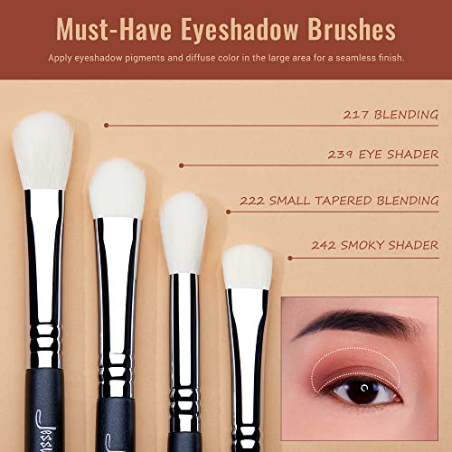 Jessup Eyeshadow Brush Set 11Pcs Eye Makeup Brushes Set Professional Eye Shadow Brush Blending Brush Shader Crease Brush Black T340 #TOP2