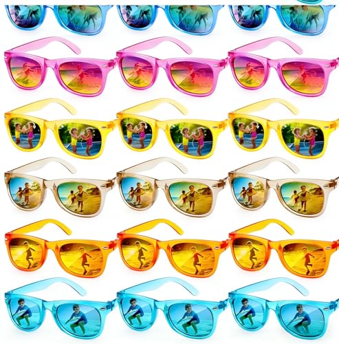 18 Pack Kids Sunglasses Bulk Party Favors Neon Sunglasses with UV400 Protection for Kids Age 3-8 Great Gift for Birthday Graduation Party Supplies Party Beach PoolBoys Girls Goody Bag Stuffers