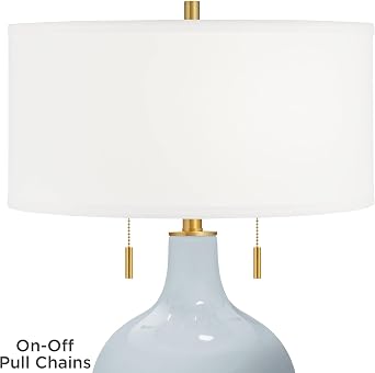Toby Brass 28 Tall Table Lamp Gold Take Five Blue Glass Pull Chain Modern