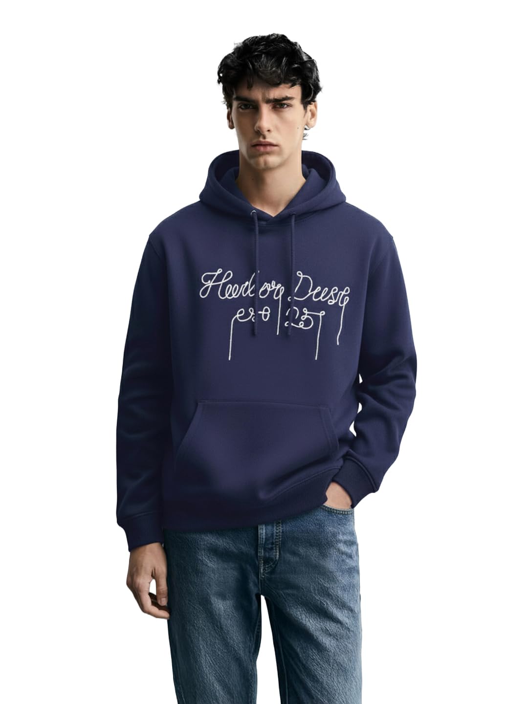 Men Relaxed Fit Long Sleeves Hooded Embroidered Sweatshirt-image-37