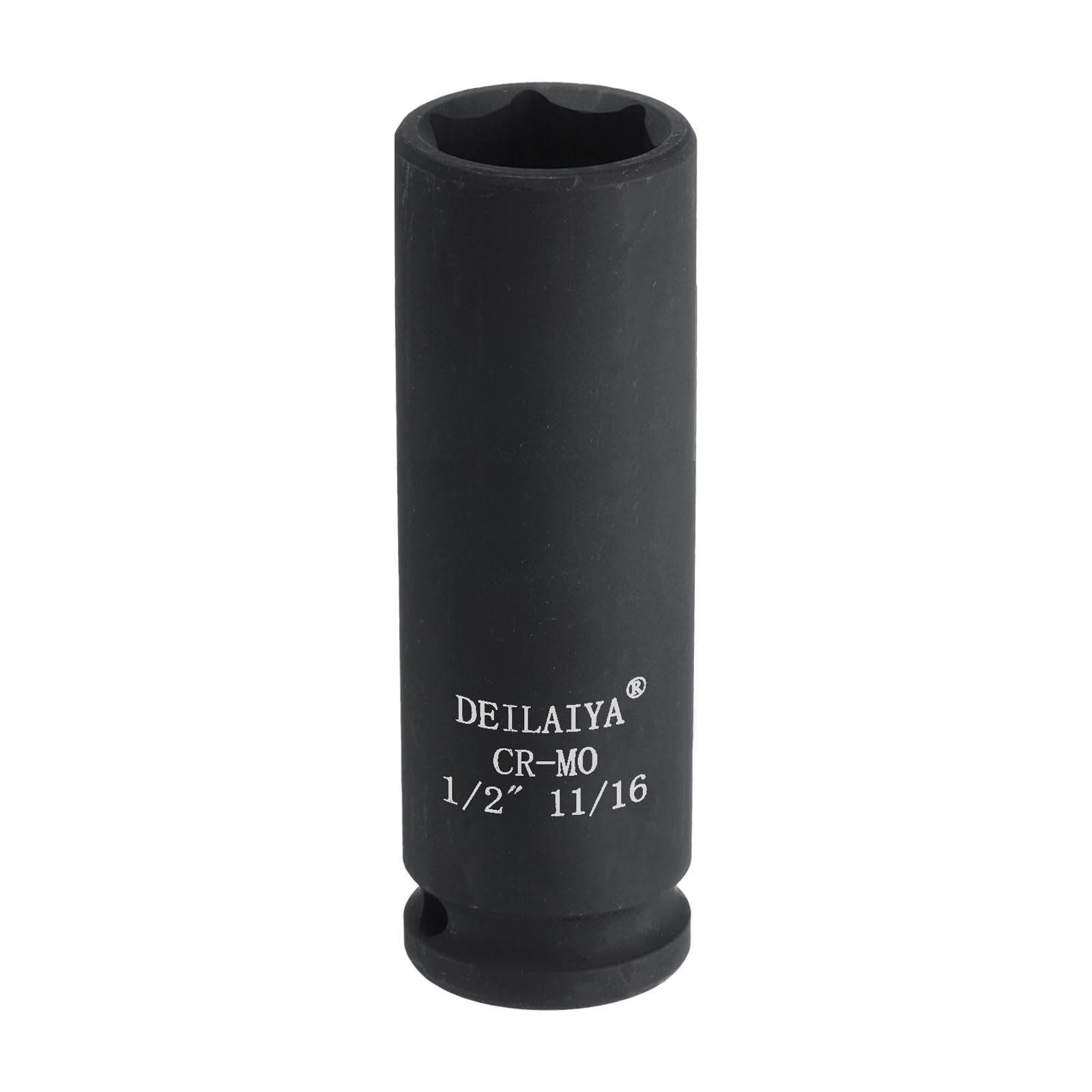 sourcing map 11/16 Inch SAE Deep Impact Socket 1/2 Inch Drive 6 Point Design CR-MO Steel Nut Impact Grade Socket for Auto Repair