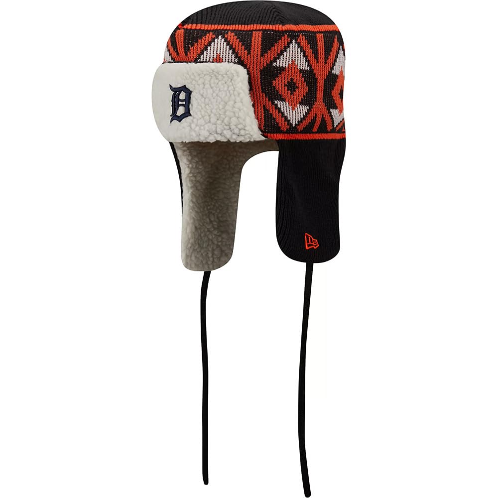 New EraDetroit Tigers Trapper Knit Cuff Beanie Hat Black, Black, One size