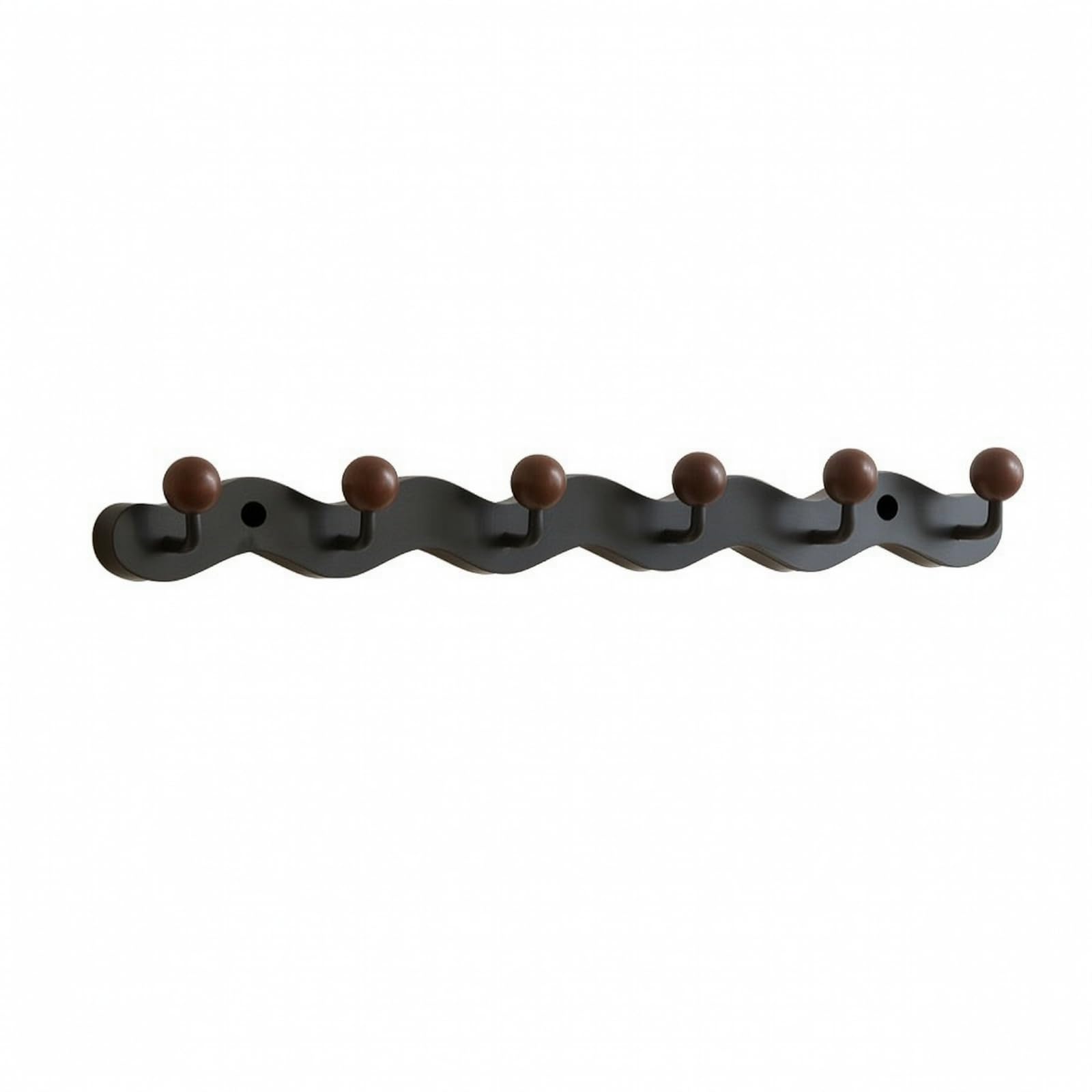 Porte-Manteau En Bois Catchc 6 s Compact Patère Murale Panneau Ondoyant Simple Élégant pr Salon, Cuisine, Noir, Style D