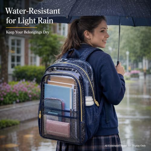 Image of AGSDON Clear Backpack, Heavy Duty Transparent Bookbag, See Through PVC Backpacks for Women Men