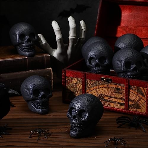 Libima 24 Stück Halloween- Totenkopf- Dekorationen imitierter menschlicher Schädel Gasscheit wiederverwendbar feuerfeste Feuerstelle Schädel Bulk für Party Lagerfeuer Kamine Keramik Indoor Outdoor-4