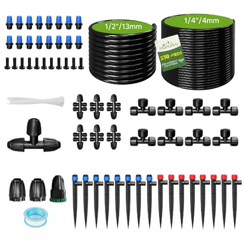 60+10m Kit D'irrigation Goutte À Goutte, Raccord Rapide Système D'arrosage Automatique De Jardin Avec Buses Et Arroseurs Réglables, Tubes Fast-Lock, Pour...