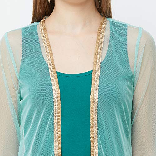 Image of FUSION BEATS Shrugs for Women, Open Neck Printed Shrugs Cardigan, Long Shrugs for Women, Sleeveless Sweater for Women, Overcoat for Women Summer Wear, Bohemian Shrugs for Women, Beach Wear