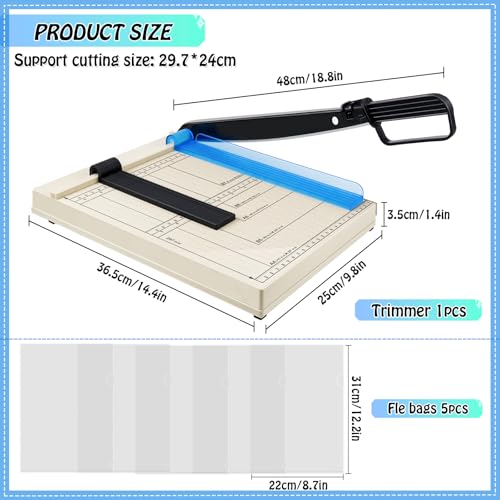 WPPQWP Guillotina Papel a4(Con 5 Carpetas, Corta 12 Hojas, A4/B5/A5/B6/B7), Guillotina De Papel Profesional, Cizalla Papel Manual, Materiales Aplicables: Papel, Hojas De Metal, Cuero, Fotos - imagen 2