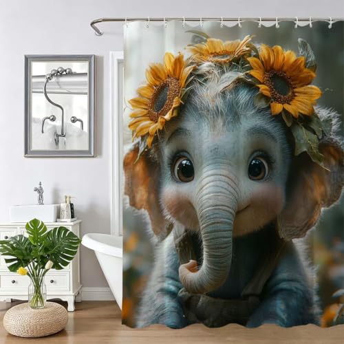 Rideau de douche gris éléphant 130x170 cm en polyester lavable - 2