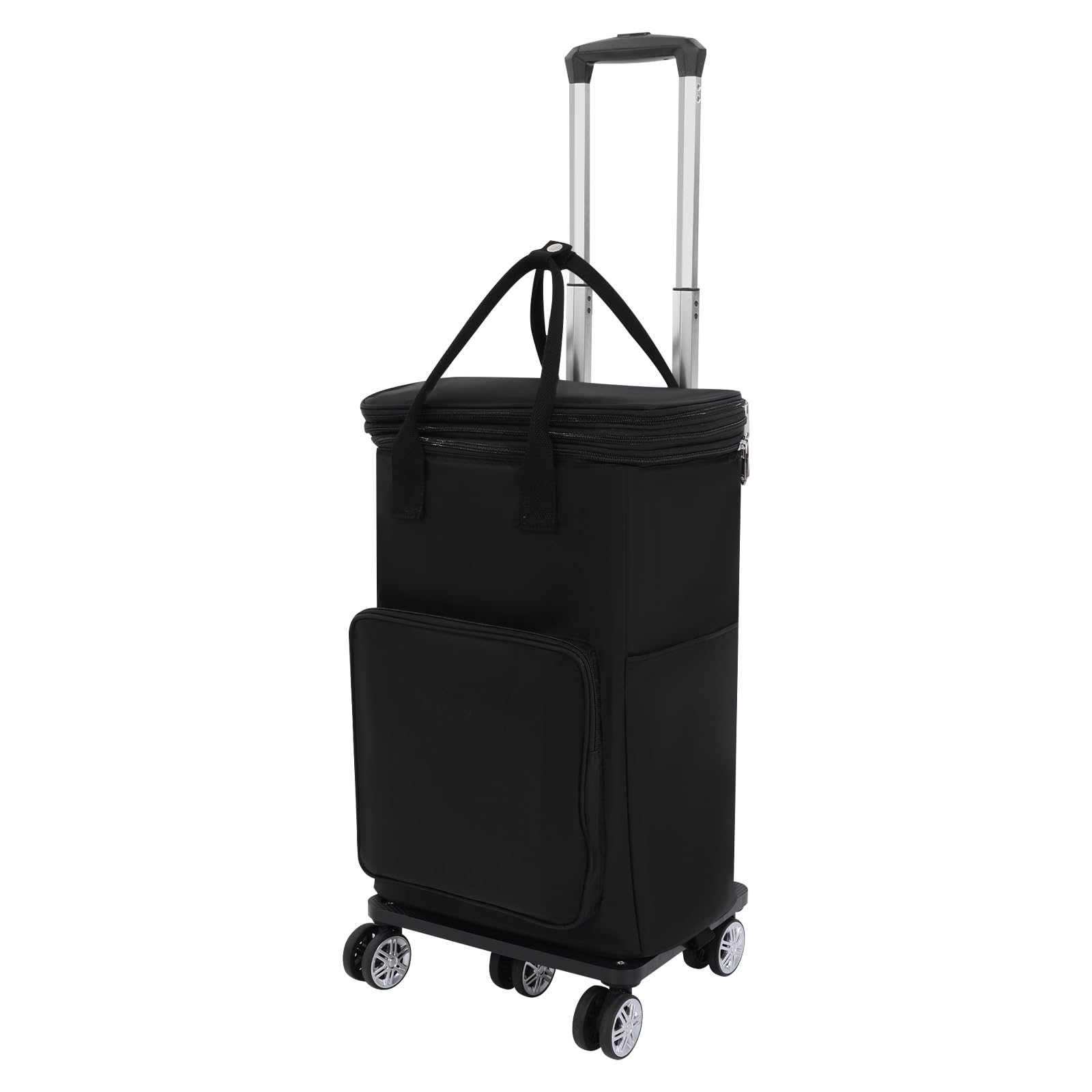 DYRABREST 2 in 1 Shopping Cart with Wheels, Expandable Grocery Cart with Removable Waterproof Bag, 5 Wheel Foldable Portable Utility Dolly Cart with Telescopic Handle for Travel, Supermarket (Black)