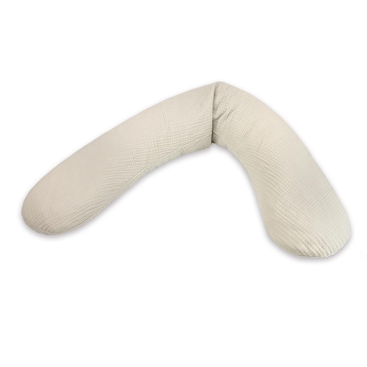 Theraline Stillkissen 190cm inkl. Bezug Sandbeige, Musselin Dinkelfüllung