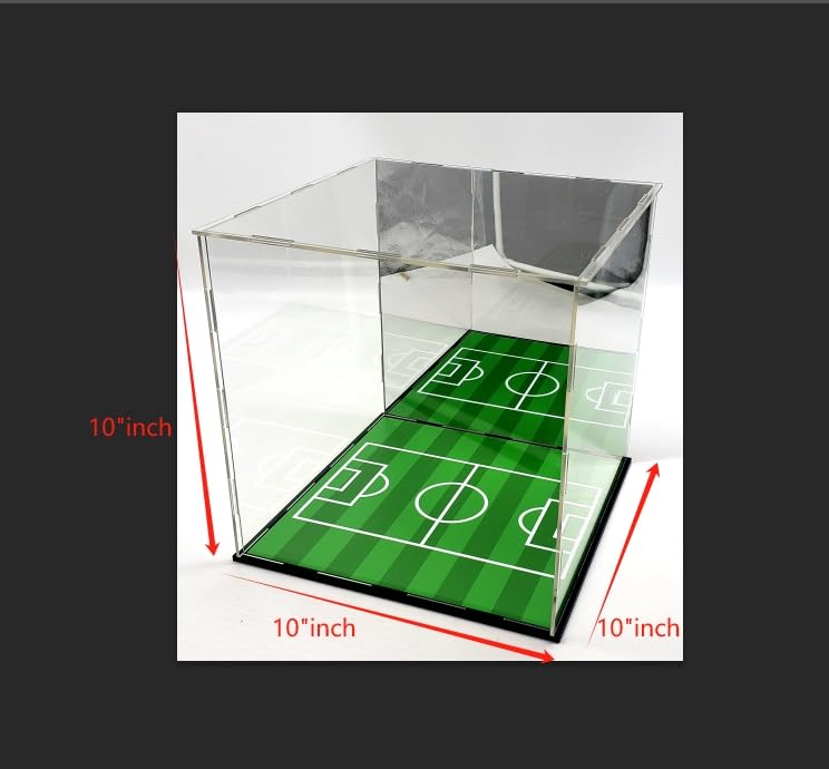 Soccer Ball Acrylic Display Case Box Mirror Field Showcase Shoes UV Protection 9x9x9 Inches (2) (Double (2 Display))