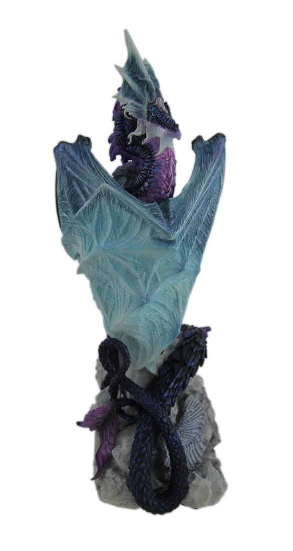 Veronese Design Resin Statues Andrew Bill Silent Watcher Hand Painted Indigo Dragon Statue 3 X 10.25 X 3.5 Inches Multicolored