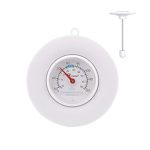 CloudHand Termómetro flotante de fácil lectura, color blanco, pantalla de 1.68 pulgadas con cuerda para piscina al aire libre e interior, bañera de