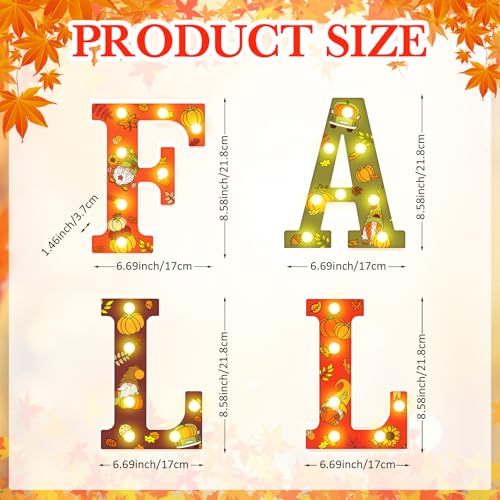 Image of Aurelema Fall Light up Table Decorations, Fall Thanksgiving Letters LED Marquee Sign Thanksgiving Light Decor Autumn Harvest Tabletop Centerpiece for Indoor Home Mantel Party Decor