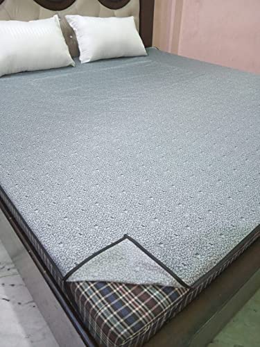 Image of Waterproof Baby Bed Protector Mat King Size 78x72 | Poly Plastic Rubber Double Bed Sheet | Blue Mattress Protector