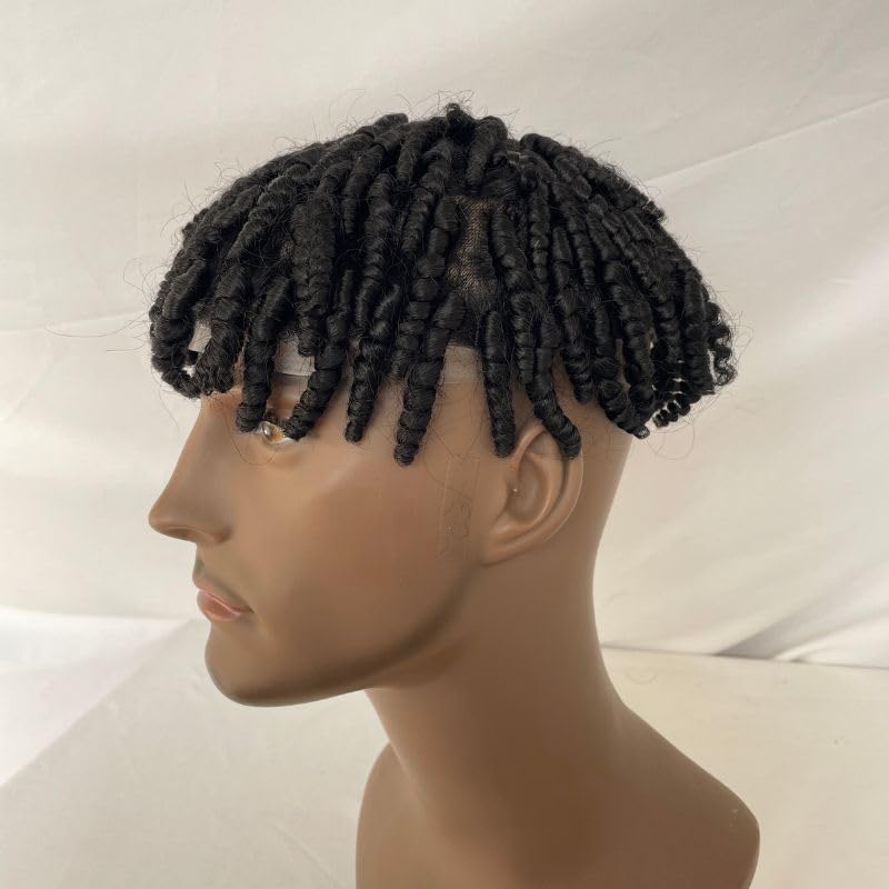 Dreadlock toupee pour hommes noirs perruque cheveux courts 6 pouces - 3