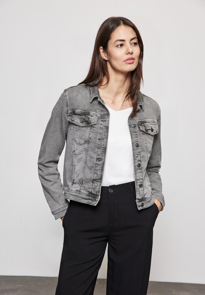 STREET ONE A212250 Veste au Look Jean, Gris Délavé au Hasard