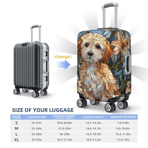 Stained Glass Dog Floral Lilies Elastic Travel Luggage Covers Dustproof Scratch-Resistant Suitcase Protector Fit 22-24 Inch4