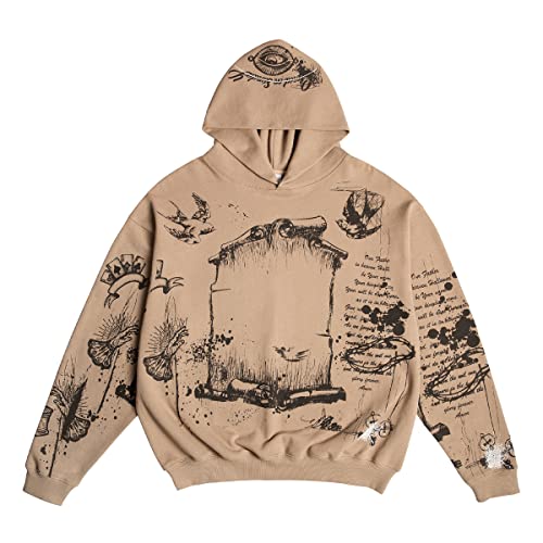 Men's Jesus Disciple Print - Sundays Off Edition Hoodies Casual Oversized Vintage Sweatshirts Khaki2