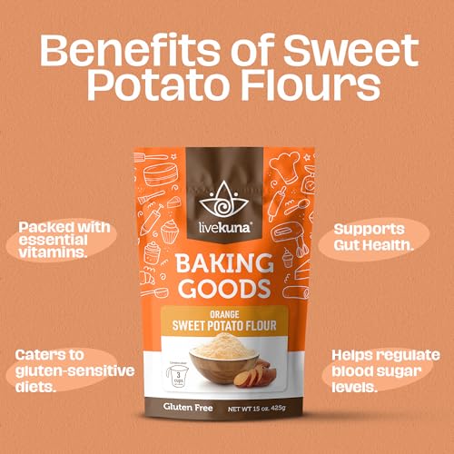 LiveKuna - Orange Sweet Potato Flour, Sweet Potato Flour for Baking, Gluten-Free Baking Flour, Alternative for Almond Flour, Rice Flour & Coconut Flour, Sweet Potato Powder Flour for Soups & Sauces - Image 4