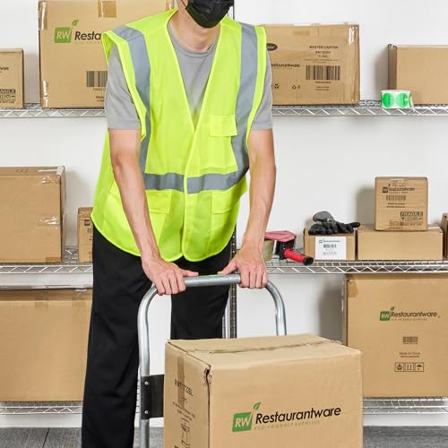 Image of Restaurantware Reflective Safety Vest 20 Count 29.213 x 30.315 Inches High Visibility Multi-Pocket Zipper Front Safety Vest