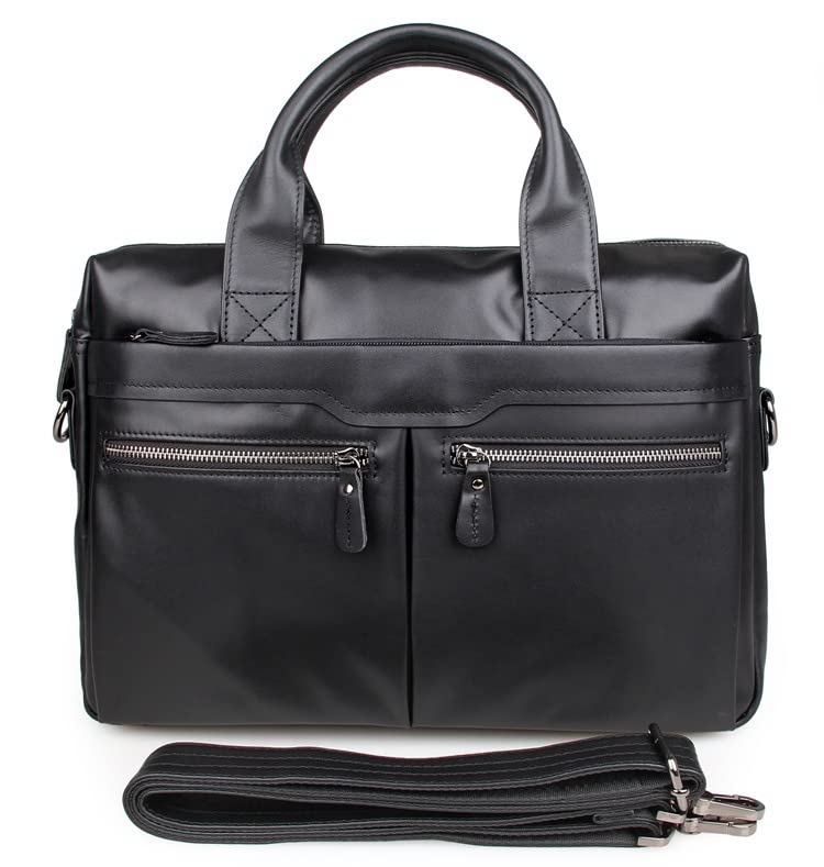Mens Leather Business Laptop Bag, 15 Shoulder Bag Briefcase Leather Document Case