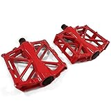 Filettatura universale 9/16 Pedali per bicicletta in Lega di alluminio 9/16 con Antiscivolo Sigillato Durevole Pedale Bicicletta Bicicletta Rosso per MTB BMX Mountain Discesa Pieghevole Urbano