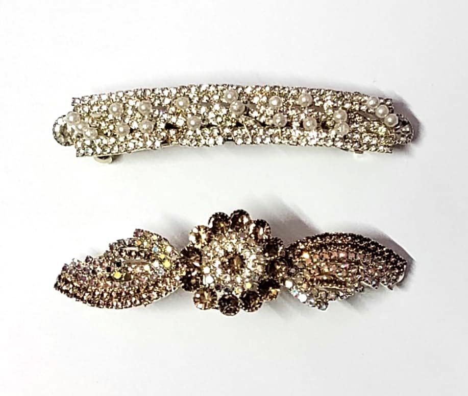 TRENDSETTER Multicolor Brass Stone Gold Plated Studded Hair Barrette Alligator Buckle/Hair Clip/Back pin for Women & Girls -(Pack of 2) (B095N9QH2W) Amazon Price History, Amazon Price Tracker