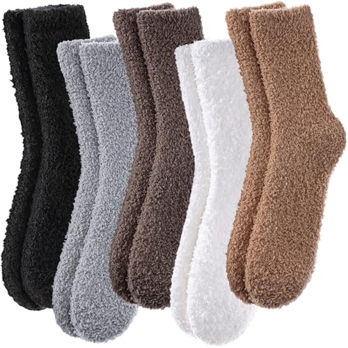 Image of LINEMIN Womens Fuzzy Socks Cozy Fluffy Winter Warm Slipper Socks Microfiber Soft Home Sleeping Socks